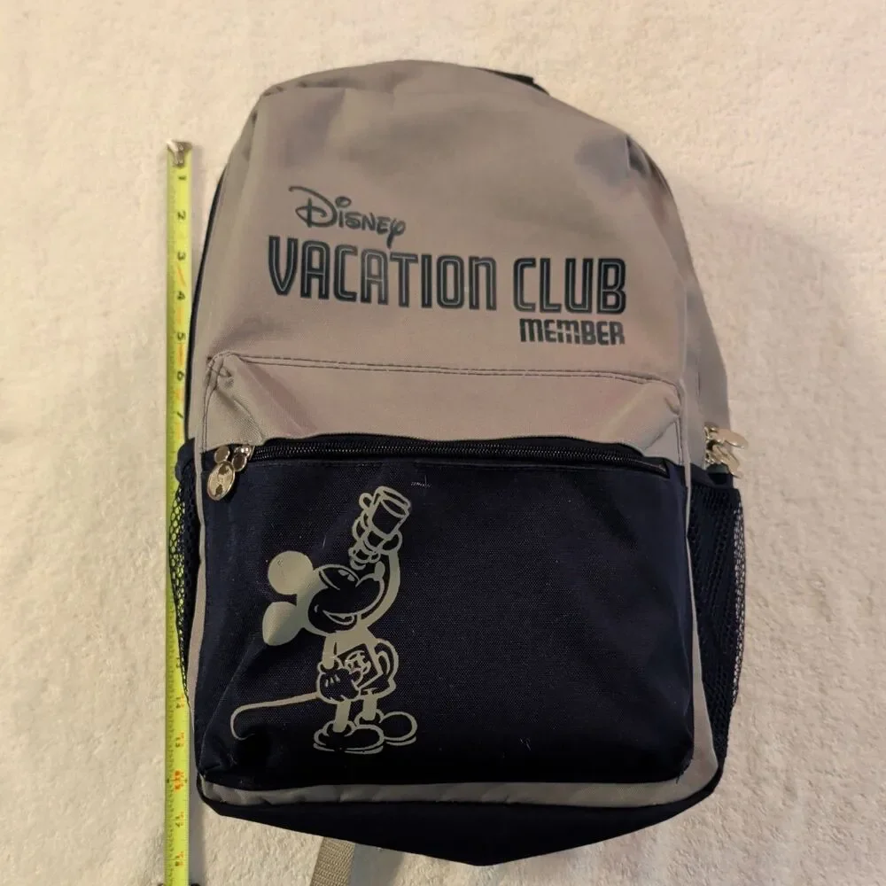 Disney Vacation Club Member Backpack Gray Blue Mickey Mouse Zipper Pockets